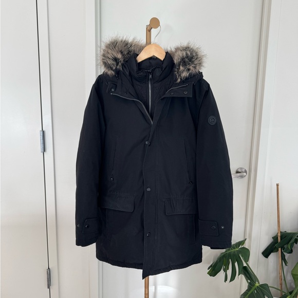 Michael Kors Men’s Hooded Bib Snorkel Parka - Black - Small
